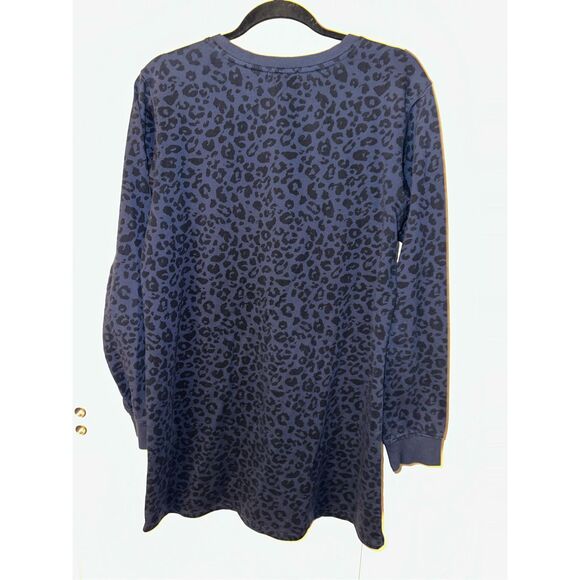 Z Supply Crewneck Sweatshirt Dress Navy Black Leopard Large GUC - Picture 6 of 12